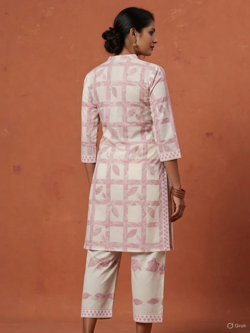 Ivory Leaf Block Print Co-ord Set 2