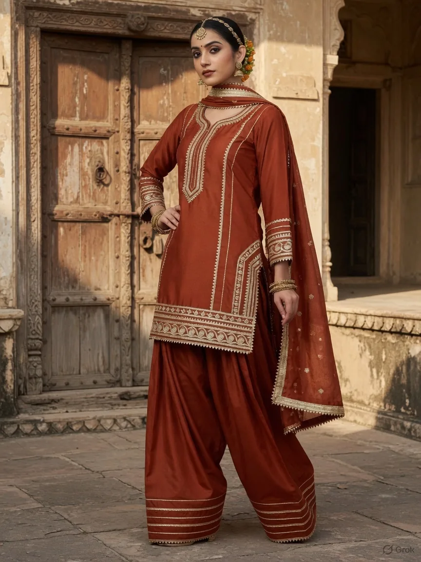 Rust Gota Farshi Co-ord Set 3