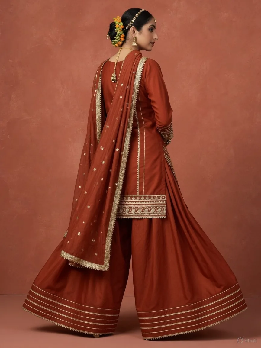 Rust Gota Farshi Co-ord Set 2