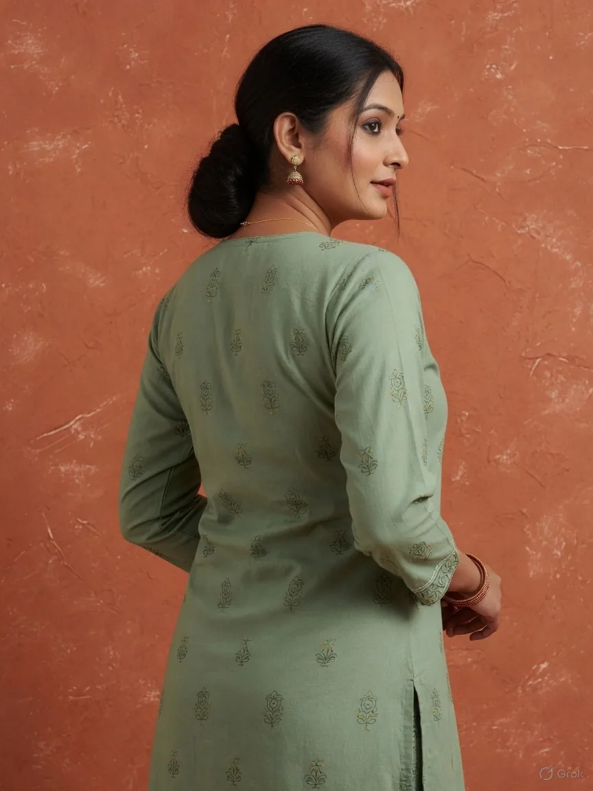 Sage Block Print Kurta 2